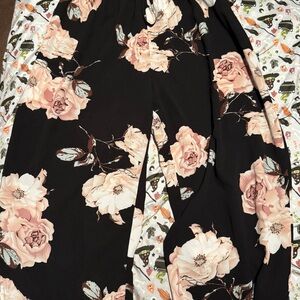 SHEIN Black Floral Wide Leg Pants